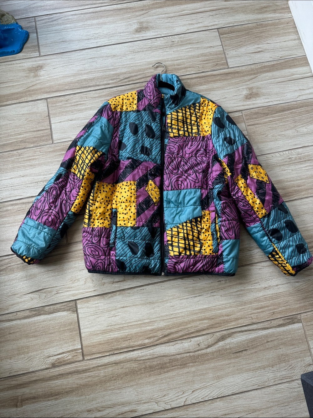 Disney Sally Nightmare Before Christmas Reversible Patchwork Puffer Jacket
